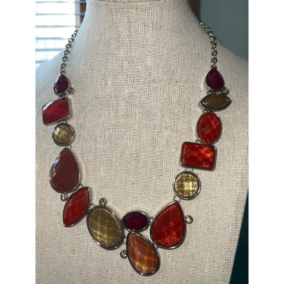 Premier Designs Sparkling Orange & Amber Necklace -- 16" - Picture 5 of 9